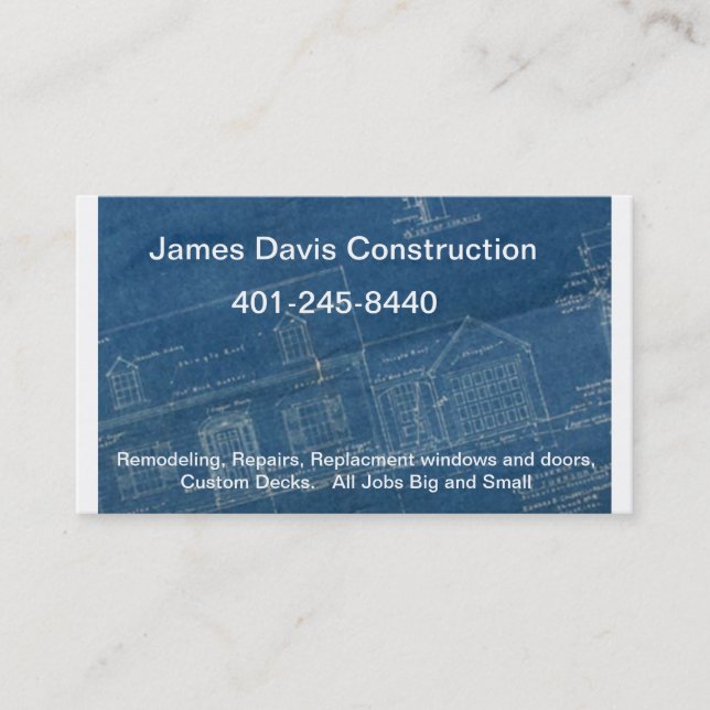 blueprints-stacked, James Davis Construction, 4... Business Card (Front)