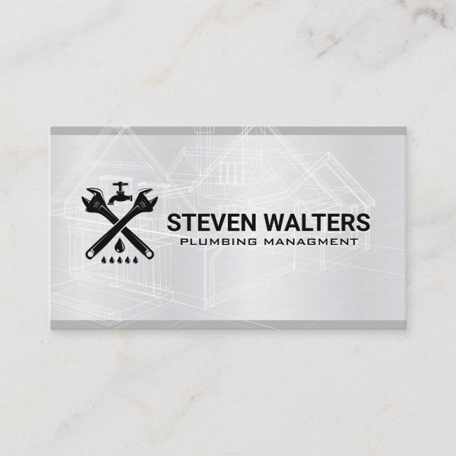 Blueprints | Wrench’s and Spout Logo Business Card (Front)