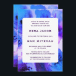 BluePurpl Watercolor Custom QRCode Bar/Bat Mitzvah Invitation<br><div class="desc">Perfect card to announce a bat mitzvah, bar mitzvah or other Jewish celebration! Hand made abstract watercolor art for you on the front and back side! FULLY CUSTOMIZABLE! Click on “Personalize” above to edit the text and add your link to the QR code. Click "edit using design tool" to adjust...</div>