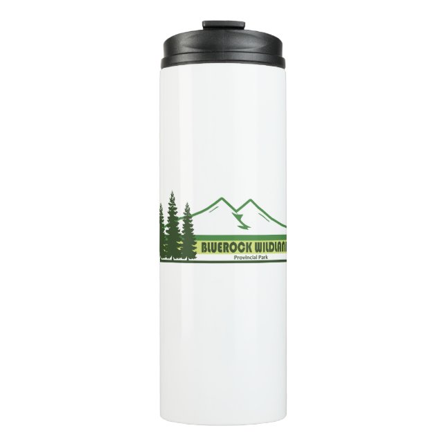 Bluerock Wildland Provincial Park Green Stripes Thermal Tumbler (Front)