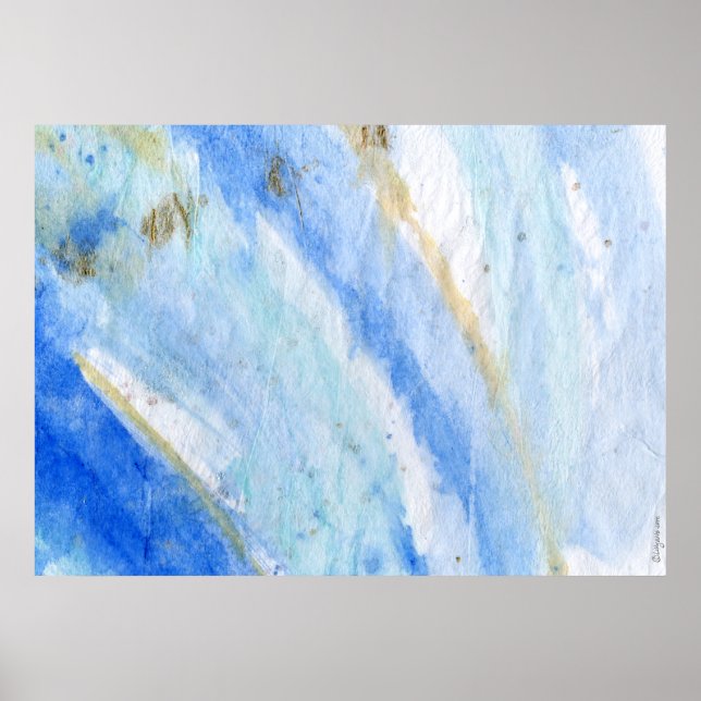 Blues 007 Abstract Watercolor Textured Paper Poster (Front)