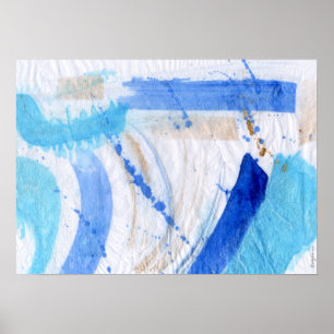 Blues 022 Abstract Watercolor Textured Paper Poster