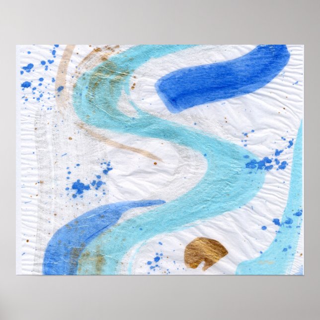 Blues 030 Abstract Watercolour Texture Canvas Poster (Front)