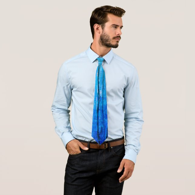 Blues - Abstract Acrylic Art Necktie (In Situ)