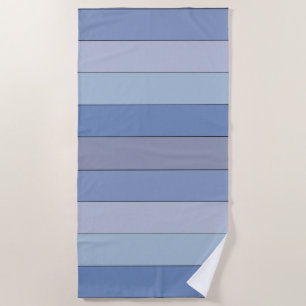 Blues And Grays Color Stripes On Watercolor Paper Beach Towel