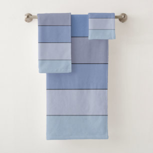 Blues And Greys Colour Stripes On Watercolor Paper Bath Towel Set