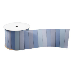 Blues And Greys Colour Stripes On Watercolor Paper Satin Ribbon