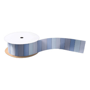 Blues And Greys Colour Stripes On Watercolor Paper Satin Ribbon