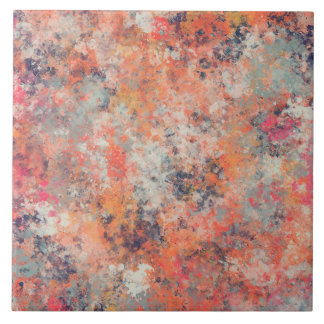 Blues and Oranges Splatters Abstract Tile