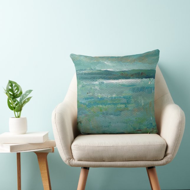 Blues And Teals Abstract Abstract Beach Coastal Th Throw Pillow (Chair)