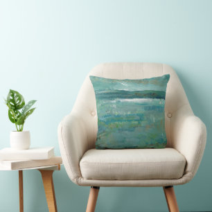 Blues And Teals Abstract Abstract Beach Coastal Throw Pillow