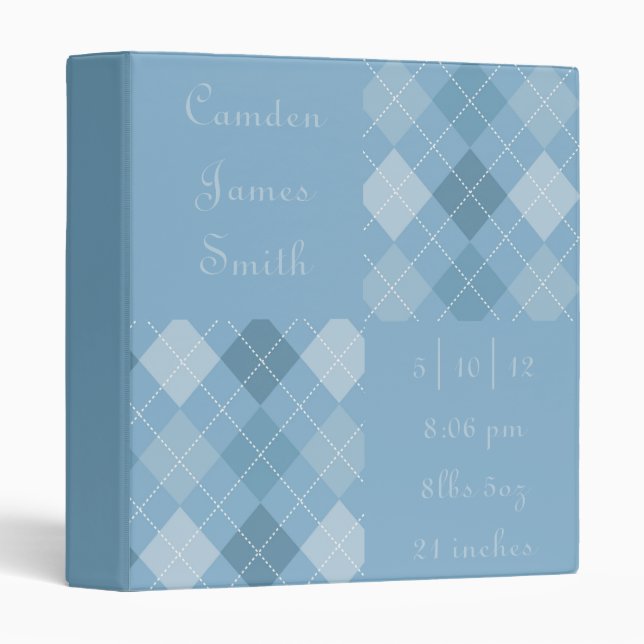 Blues Argyle Baby Book Binder (Front/Spine)
