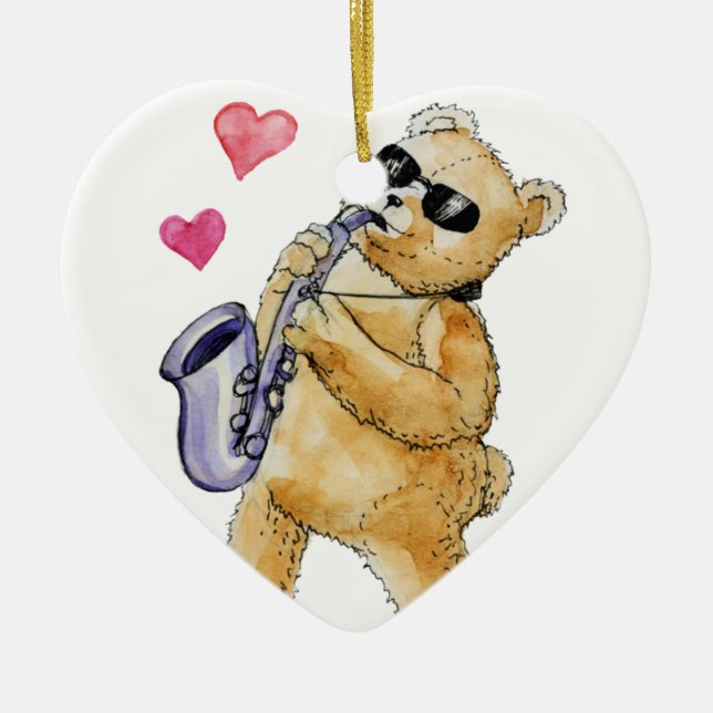 Blues bear ceramic ornament (Front)