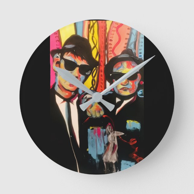 Blues Brothers Retro Pop Art Wall Clock (Front)