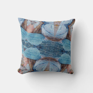 Blues Browns Digital Abstract Art Throw Pillow