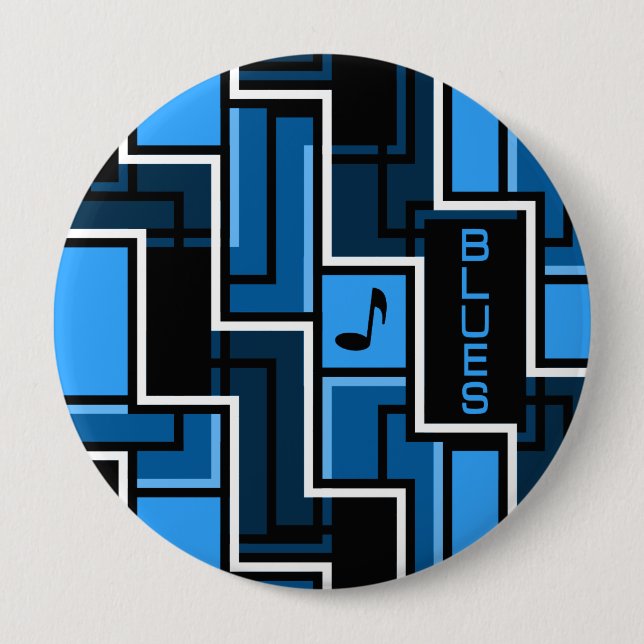 Blues button, huge 4 inch round button (Front)
