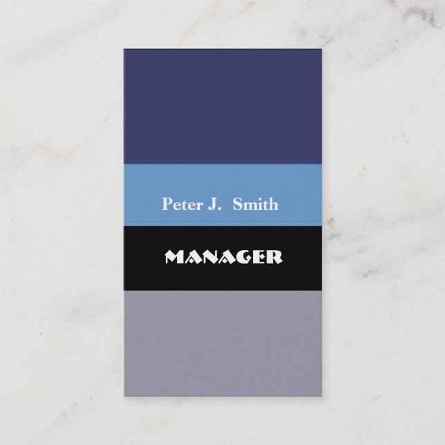 Blues Colour Block Classy Professional   Navy Blue Business Card (Front)