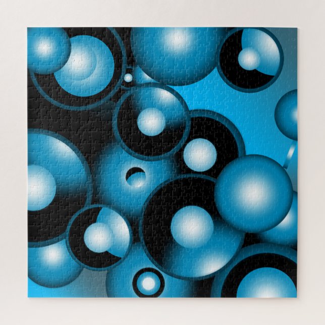 Blues Concentric Circle Orbital Abstract Art  Jigsaw Puzzle (Vertical)