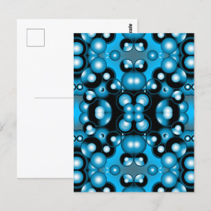 Blues Concentric Circle Orbital Abstract Art Postcard