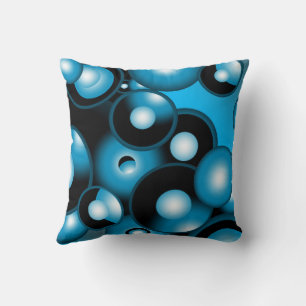Blues Concentric Circle Orbital Abstract Art Throw Pillow