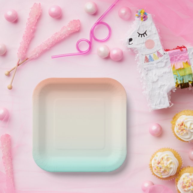 Blues Coral Linen Blends  Paper Plate (Party)