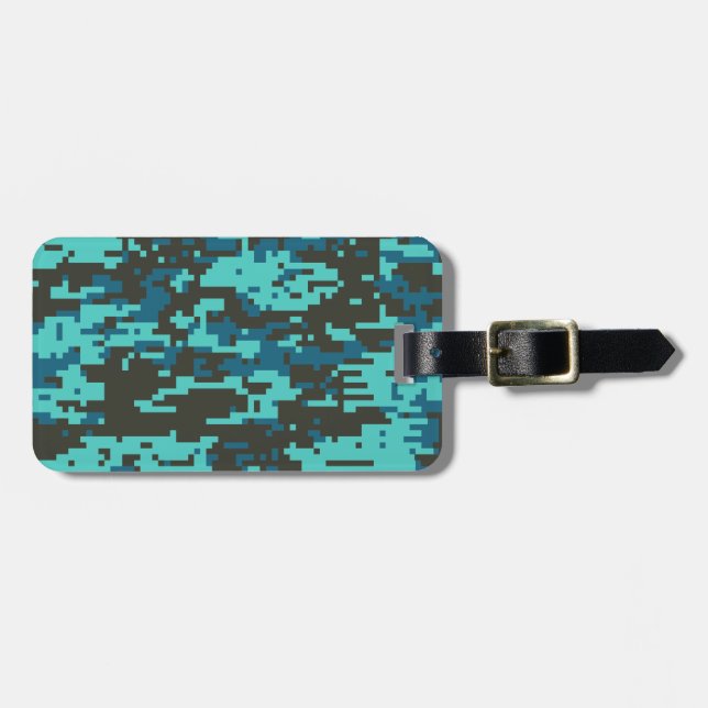 Blues Digital Camo Pattern Luggage Tag (Front Horizontal)
