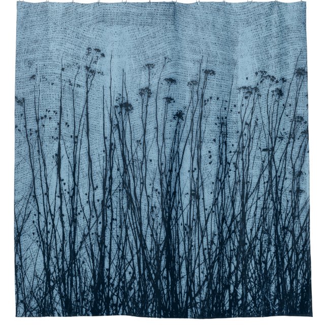 Blues Dried Plants Primitive Gingham (Front)