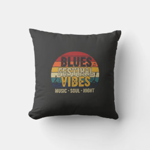 Blues Festival Vibes Vintage Sunset Music Throw Pillow