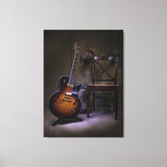 Blues Guitar and Chair Canvas Print (Front)