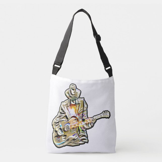 Blues Guitarist – Feel the Music Art Crossbody Bag (Front)