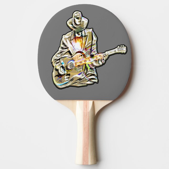 Blues Guitarist – Feel the Music Art Ping Pong Paddle (Front)