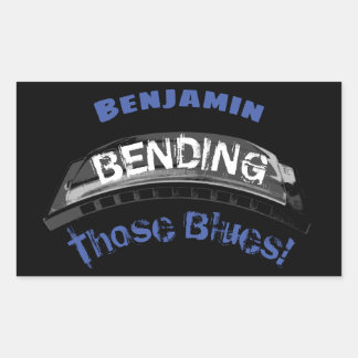 Blues harmonica player bending humour musician sticker