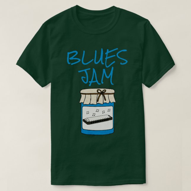 Blues Jam Harmonica Harp Player Musician T-Shirt (Design Front)