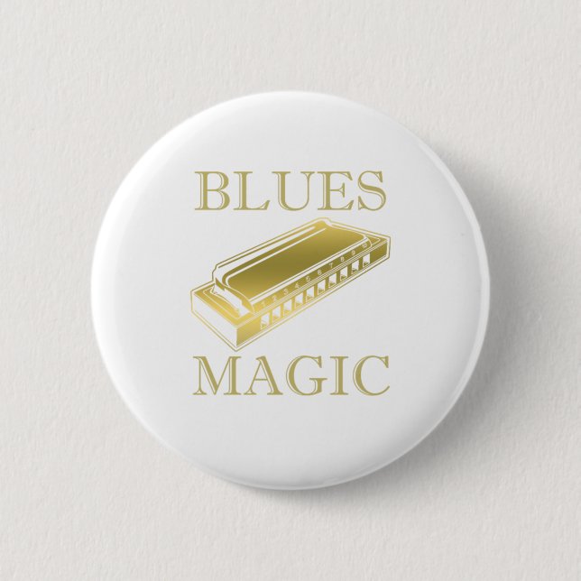 Blues Magic Instrument Harmonica Music Sound Gift 2 Inch Round Button (Front)
