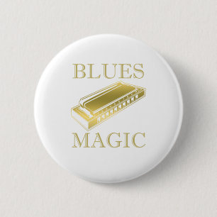 Blues Magic Instrument Harmonica Music Sound Gift 2 Inch Round Button