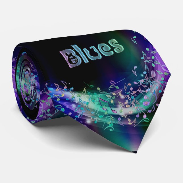 Blues Music Notes Psychedelic Music Necktie (Rolled)