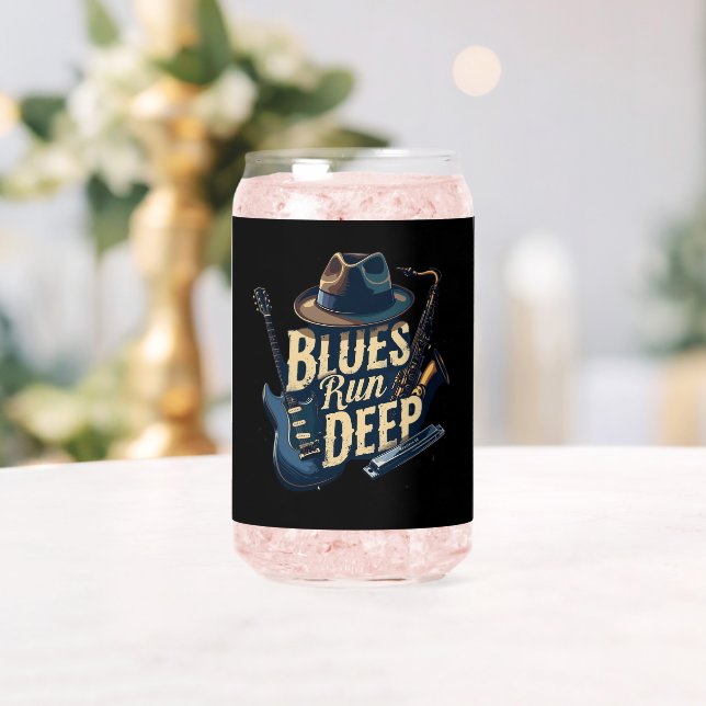 Blues Music Retro Aesthetic Vintage Jazz Can Glass (Insitu (Wedding))