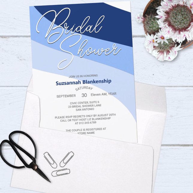 Blues Navy Carolina Robins Egg Horizontal Streams  Invitation (Creator Uploaded)