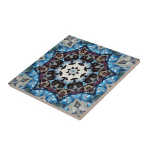 Blues Octagon Kaleidoscope Tile