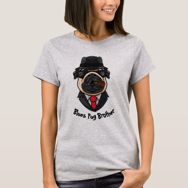 Blues Pug Brother T-Shirt (Front)