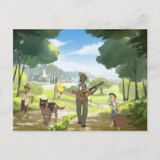 Blues singer leaves town postcard