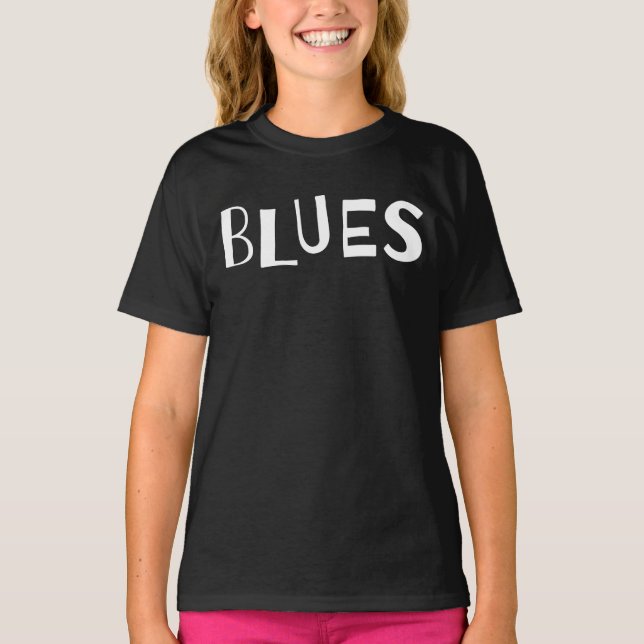 Blues typography logo design T-Shirt (Front)