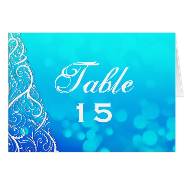 Blues Winter Flourishes Table Number Card (Front Horizontal)