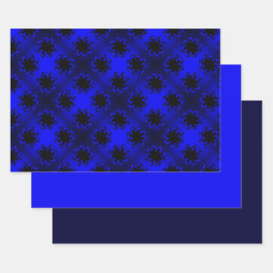 Bluest Blue Gradient Star Bow Wrapping Paper Sheet