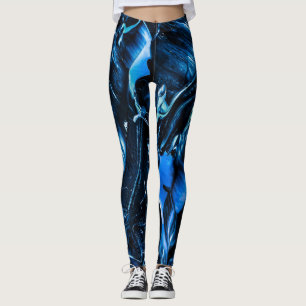 Bluest Ocean Waves, Dark Blue Abstract Leggings