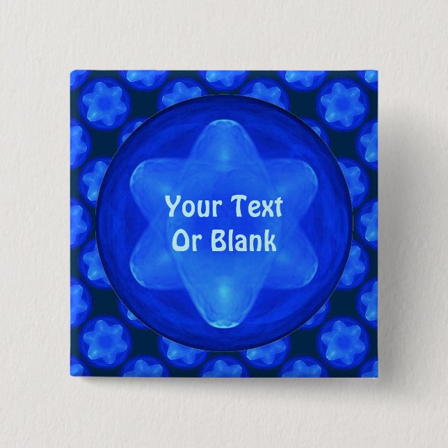 Bluestar Fractal 2 Inch Square Button (Front)