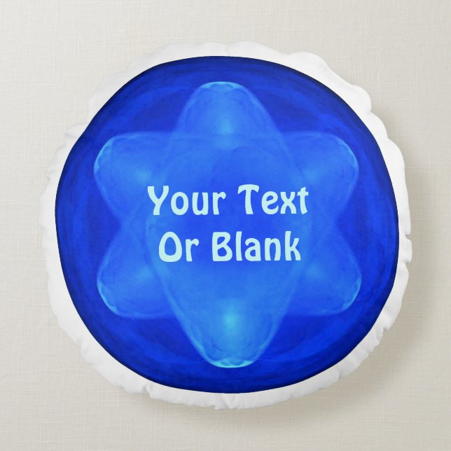 Bluestar Fractal Round Pillow (Front)