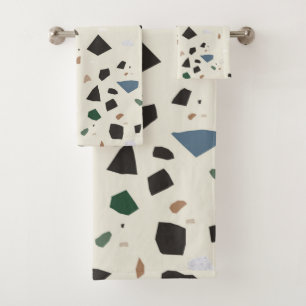 Bluestone Eden Green Black Terrazzo #1 Bath Towel Set