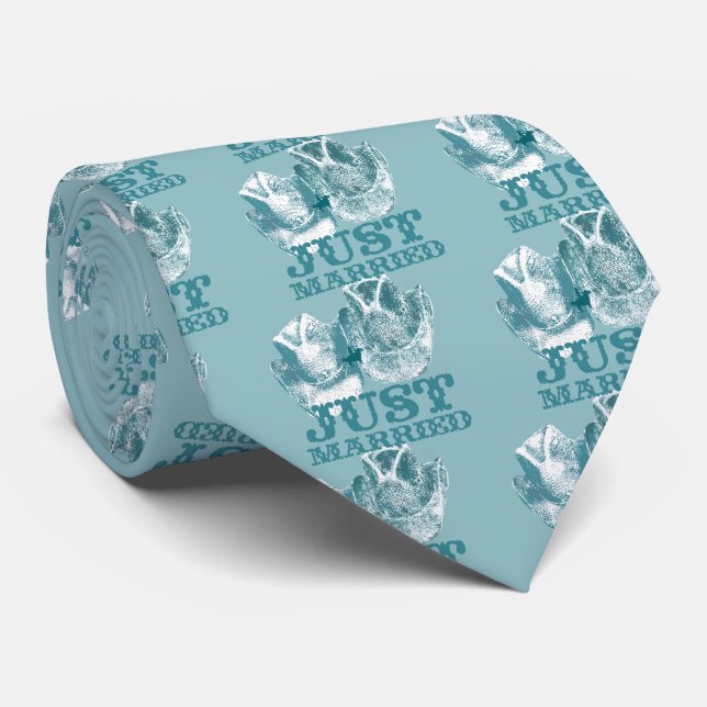 Bluestone Teal Western Horse Ranch Farm Wedding Tie (Rolled)