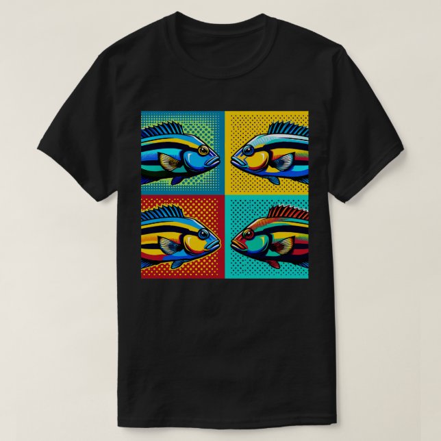 Bluestreak Cleaner Wrasse Art Trendy Marine Life T-Shirt (Design Front)